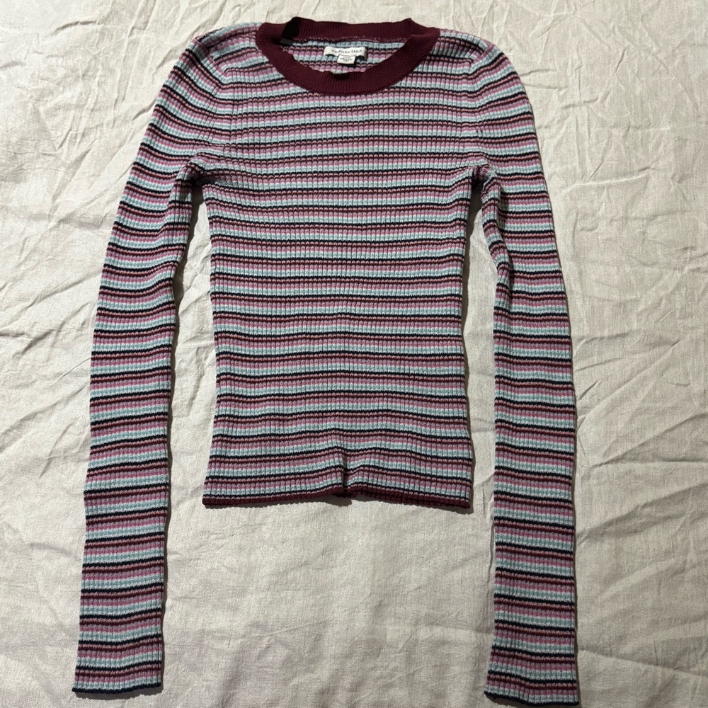American Eagle Women’s Striped Ribbed Knit Sweater Size S